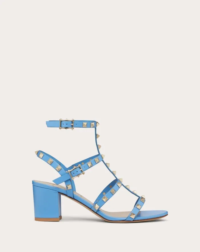 Valentino Sandals Woman Rockstud Calfskin Ankle Strap Sandal 60 Mm For Woman In Poudre Poudre Valentino Sandals Woman Rockstud Calfskin Ankle Strap Sandal 60 Mm For Woman In Poudre Poudre