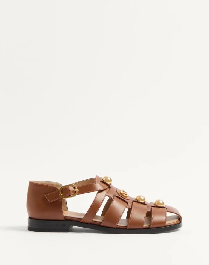 Valentino Sandals Woman Vlogo Signature Calfskin Fisherman Sandal 20mm For Woman In Black Black Valentino Sandals Woman Vlogo Signature Calfskin Fisherman Sandal 20mm For Woman In Black Black