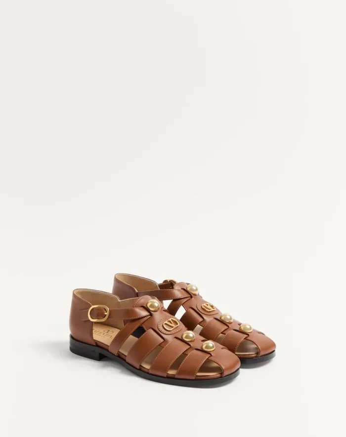 Valentino Sandals Woman Vlogo Signature Calfskin Fisherman Sandal 20mm For Woman In Black Black Valentino Sandals Woman Vlogo Signature Calfskin Fisherman Sandal 20mm For Woman In Black Black