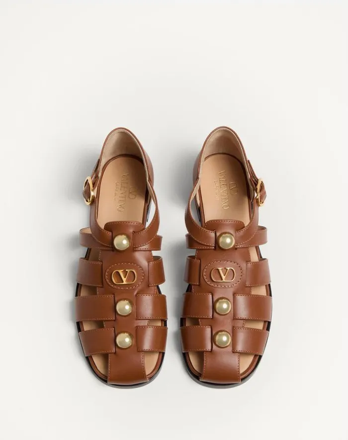 Valentino Sandals Woman Vlogo Signature Calfskin Fisherman Sandal 20mm For Woman In Black Black Valentino Sandals Woman Vlogo Signature Calfskin Fisherman Sandal 20mm For Woman In Black Black