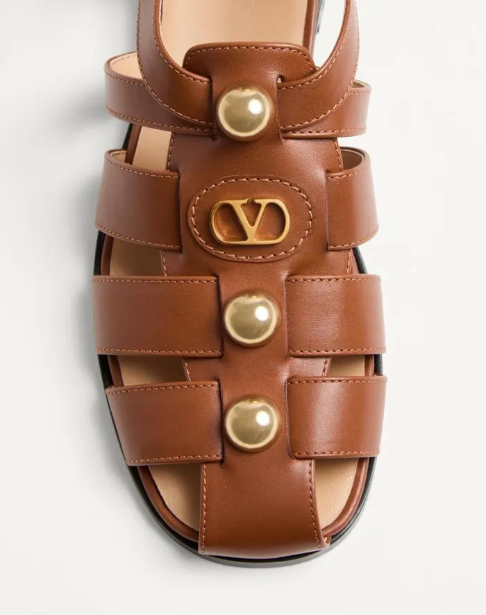 Valentino Sandals Woman Vlogo Signature Calfskin Fisherman Sandal 20mm For Woman In Black Black Valentino Sandals Woman Vlogo Signature Calfskin Fisherman Sandal 20mm For Woman In Black Black
