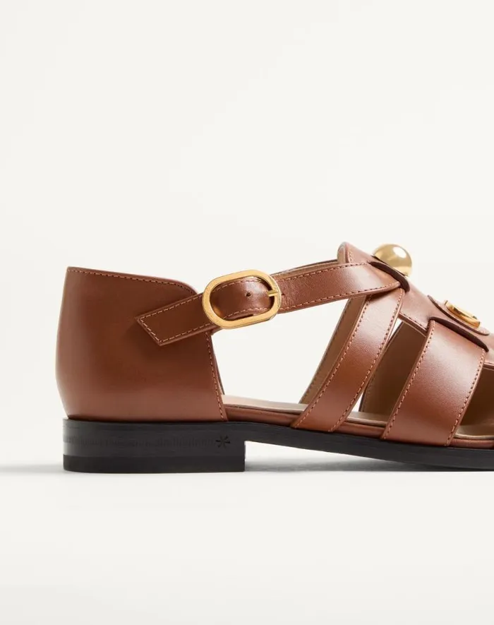 Valentino Sandals Woman Vlogo Signature Calfskin Fisherman Sandal 20mm For Woman In Black Black Valentino Sandals Woman Vlogo Signature Calfskin Fisherman Sandal 20mm For Woman In Black Black