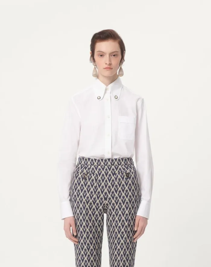 Valentino Shirts And Tops Woman Cotton Popeline Shirt For Woman In Optic White Optic White Valentino Shirts And Tops Woman Cotton Popeline Shirt For Woman In Optic White Optic White