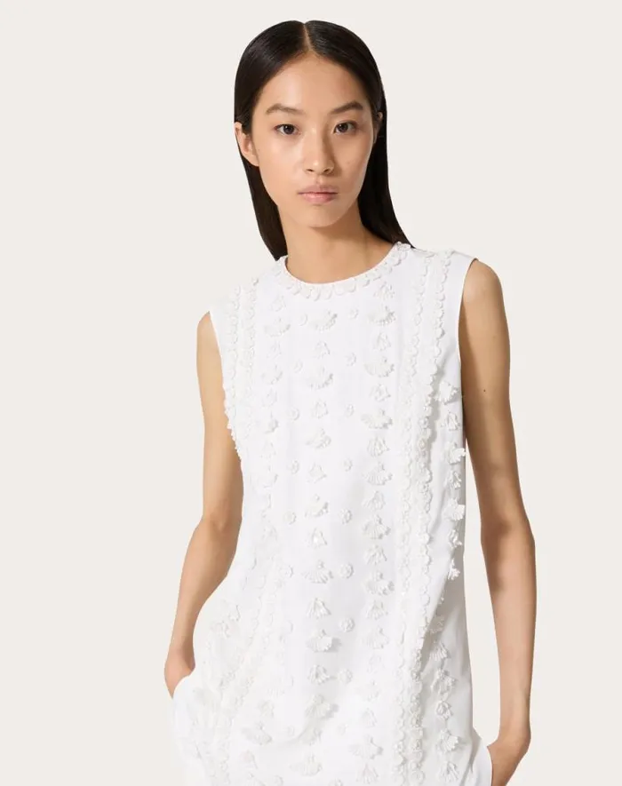 Valentino Shirts And Tops Woman Embroidered Compact Popeline Top For Woman In White White Valentino Shirts And Tops Woman Embroidered Compact Popeline Top For Woman In White White