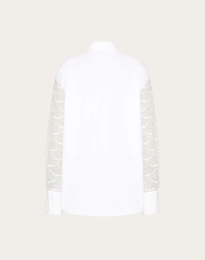 Valentino Shirts And Tops Woman Embroidered Tulle Illusione Shirt For Woman In Ivory Ivory Valentino Shirts And Tops Woman Embroidered Tulle Illusione Shirt For Woman In Ivory Ivory