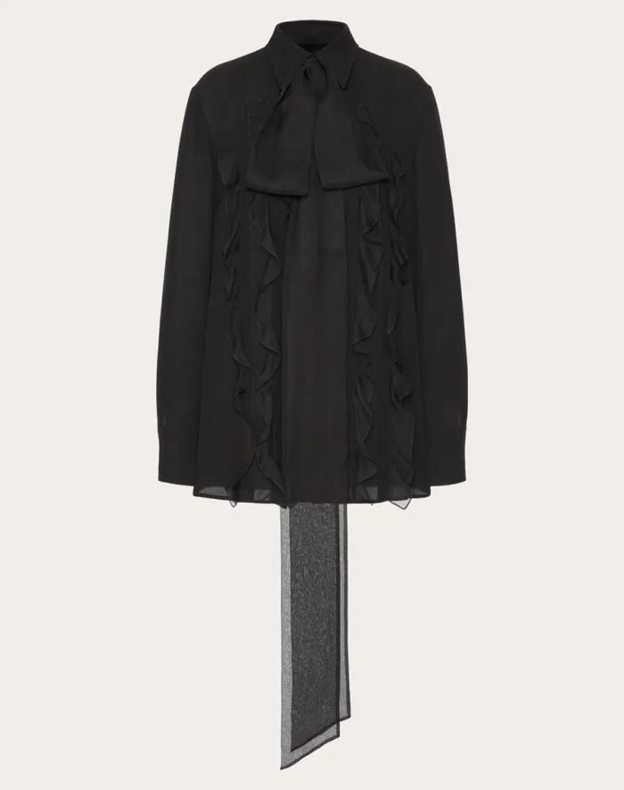 Valentino Shirts And Tops Woman Georgette Blouse For Woman In Black Black