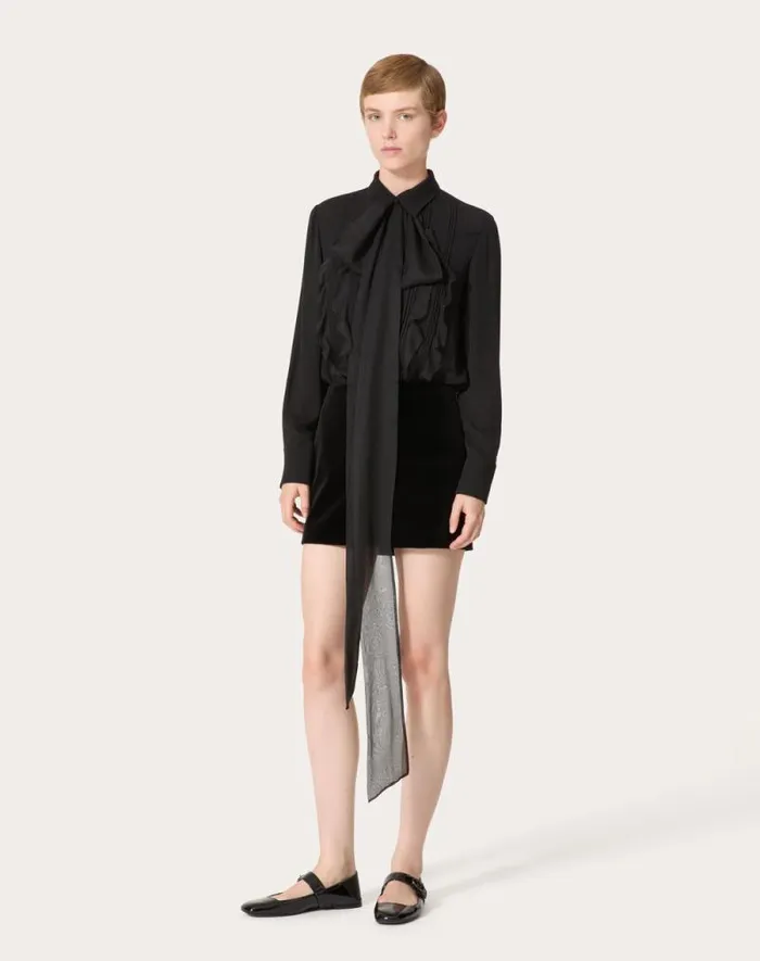 Valentino Shirts And Tops Woman Georgette Blouse For Woman In Black Black Valentino Shirts And Tops Woman Georgette Blouse For Woman In Black Black
