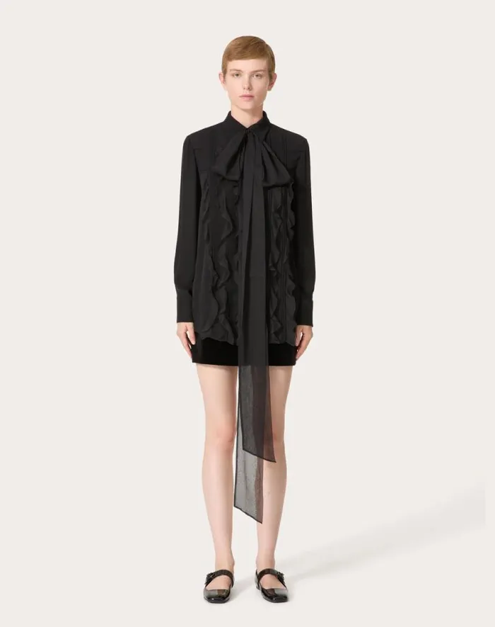 Valentino Shirts And Tops Woman Georgette Blouse For Woman In Black Black Valentino Shirts And Tops Woman Georgette Blouse For Woman In Black Black