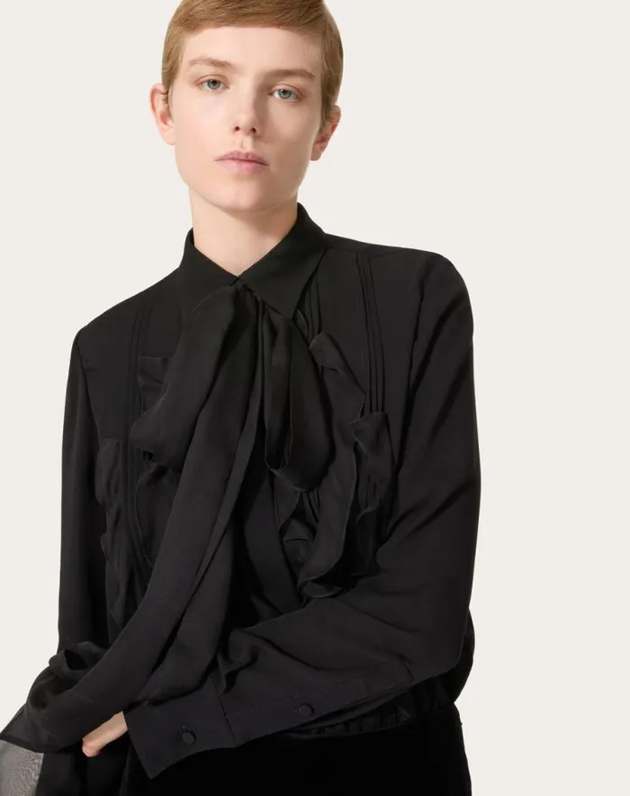 Valentino Shirts And Tops Woman Georgette Blouse For Woman In Black Black Valentino Shirts And Tops Woman Georgette Blouse For Woman In Black Black