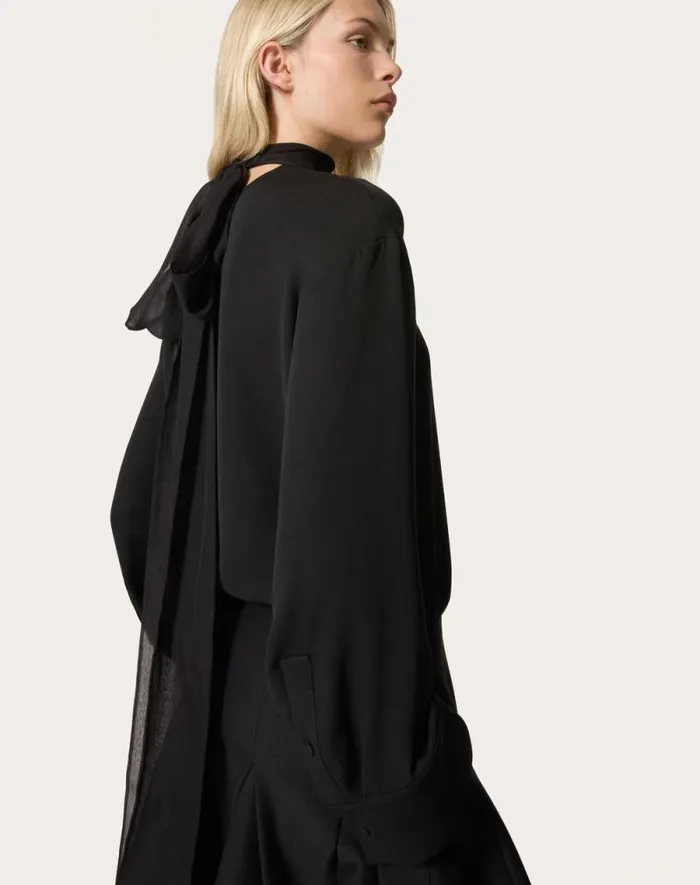 Valentino Shirts And Tops Woman Georgette Top For Woman In Black Black Valentino Shirts And Tops Woman Georgette Top For Woman In Black Black
