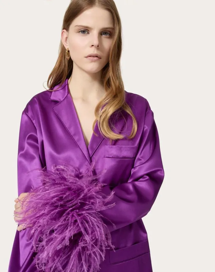 Valentino Shirts And Tops Woman Satin De Soie Shirt For Woman In Violet Violet Valentino Shirts And Tops Woman Satin De Soie Shirt For Woman In Violet Violet