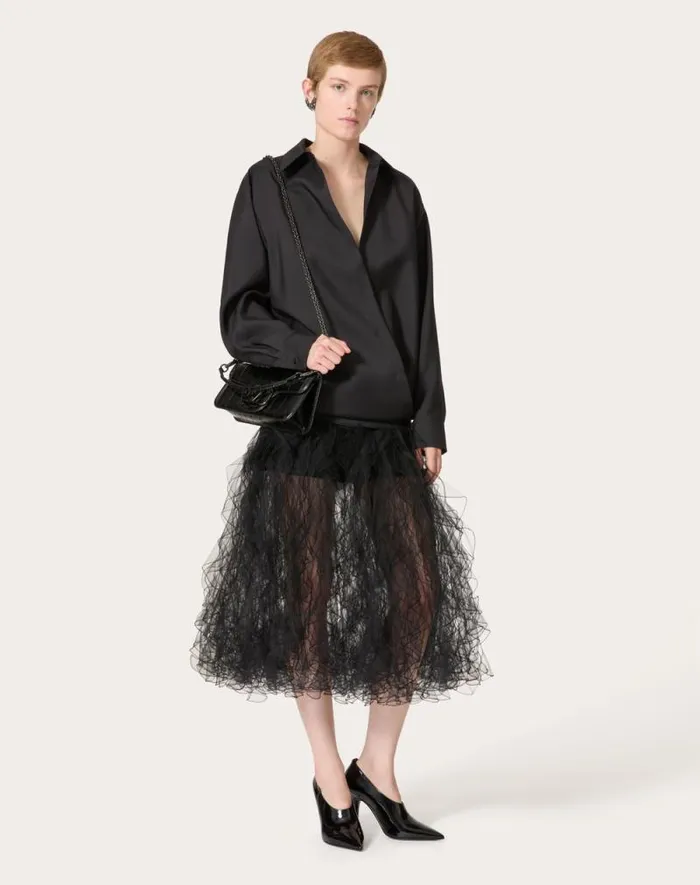 Valentino Shirts And Tops Woman Techno Light Wool Shirt For Woman In Black Black Valentino Shirts And Tops Woman Techno Light Wool Shirt For Woman In Black Black
