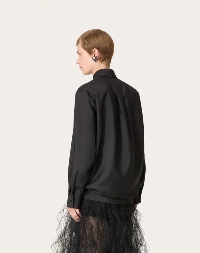 Valentino Shirts And Tops Woman Techno Light Wool Shirt For Woman In Black Black Valentino Shirts And Tops Woman Techno Light Wool Shirt For Woman In Black Black