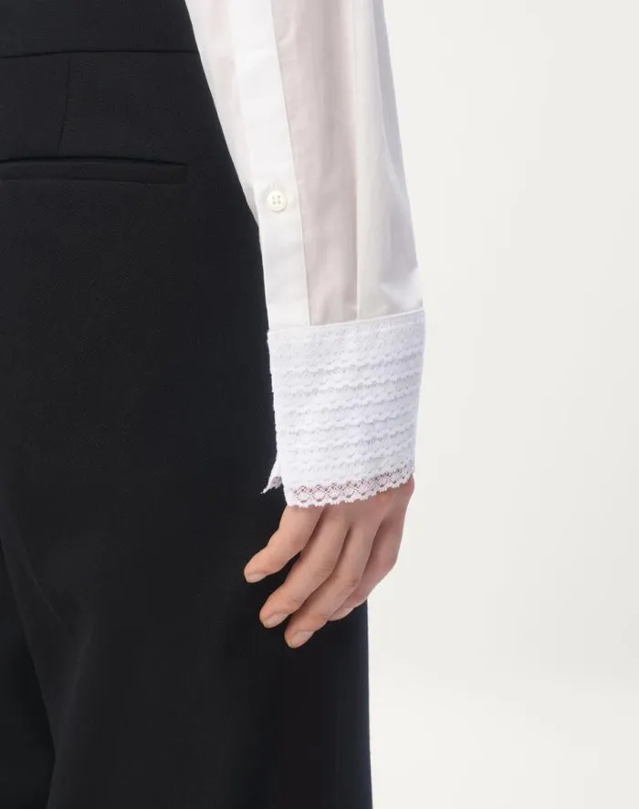 Valentino Shirts Man Cotton Muslin Shirt With Plastron And Lace Details For Man In Natural Natural