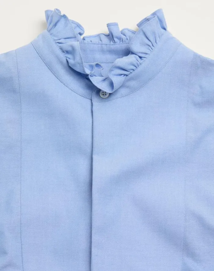 Valentino Shirts Man Cotton Shirt With Plastron And Ruffles For Man In Sky Blue Sky Blue