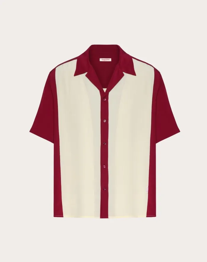 Valentino Shirts Man Silk Bowling Shirt For Man In Light Yellowmaroon Light Yellowmaroon Valentino Shirts Man Silk Bowling Shirt For Man In Light Yellowmaroon Light Yellowmaroon