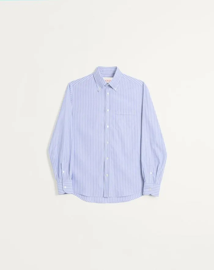 Valentino Shirts Man Vlogo Embroidered Cotton Shirt For Man In Whiteazure Whiteazure Valentino Shirts Man Vlogo Embroidered Cotton Shirt For Man In Whiteazure Whiteazure