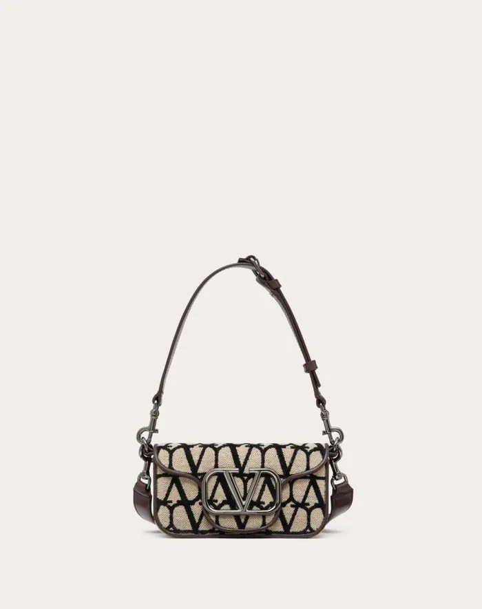 Valentino Shoulder Bags Man Mini Loc Toile Iconographe Shoulder Bag For Man In Beigeblack Beigeblack