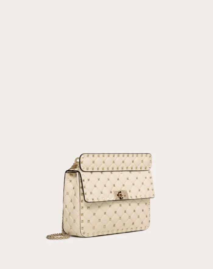 Valentino Shoulder Bags Woman Medium Nappa Rockstud Spike Bag For Woman In Black Black Valentino Shoulder Bags Woman Medium Nappa Rockstud Spike Bag For Woman In Black Black
