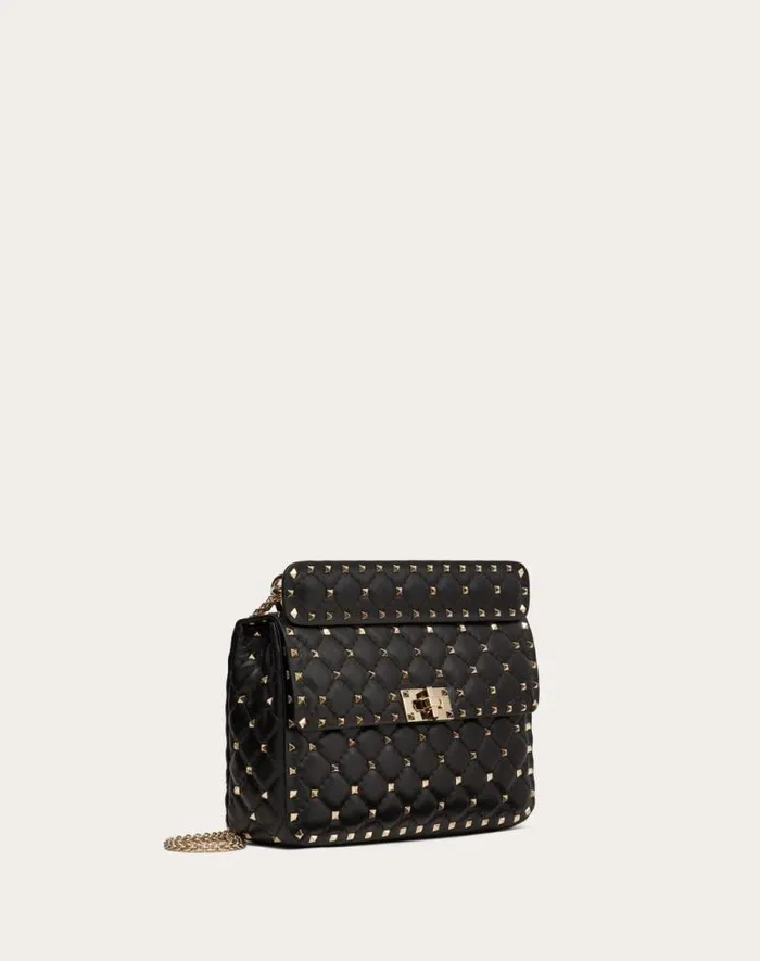 Valentino Shoulder Bags Woman Medium Nappa Rockstud Spike Bag For Woman In Black Black Valentino Shoulder Bags Woman Medium Nappa Rockstud Spike Bag For Woman In Black Black