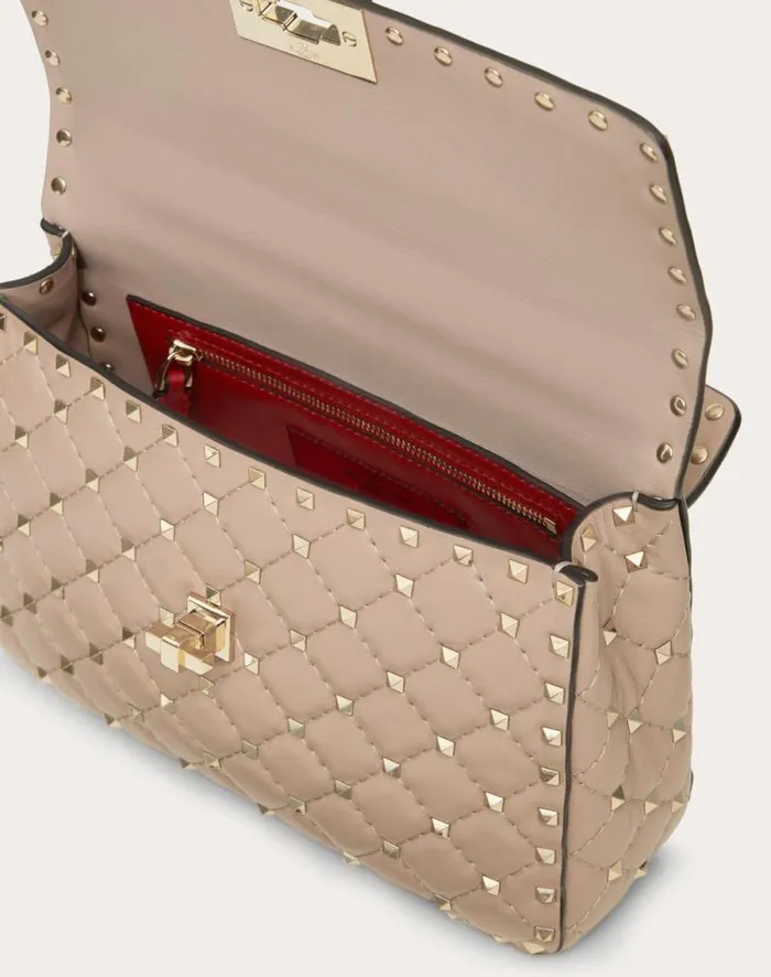 Valentino Shoulder Bags Woman Medium Nappa Rockstud Spike Bag For Woman In Black Black Valentino Shoulder Bags Woman Medium Nappa Rockstud Spike Bag For Woman In Black Black
