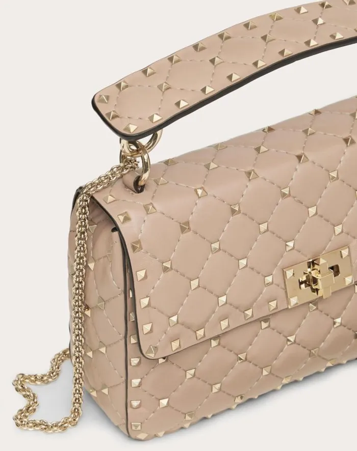 Valentino Shoulder Bags Woman Medium Nappa Rockstud Spike Bag For Woman In Black Black Valentino Shoulder Bags Woman Medium Nappa Rockstud Spike Bag For Woman In Black Black
