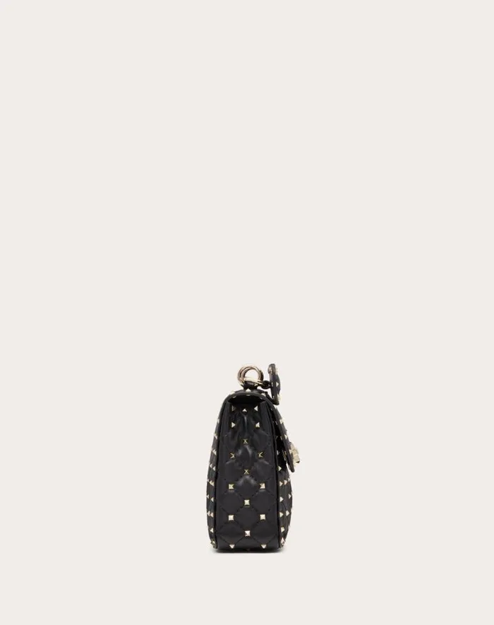 Valentino Shoulder Bags Woman Medium Nappa Rockstud Spike Bag For Woman In Black Black Valentino Shoulder Bags Woman Medium Nappa Rockstud Spike Bag For Woman In Black Black