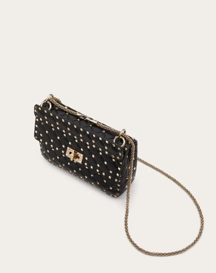 Valentino Shoulder Bags Woman Medium Nappa Rockstud Spike Bag For Woman In Black Black Valentino Shoulder Bags Woman Medium Nappa Rockstud Spike Bag For Woman In Black Black