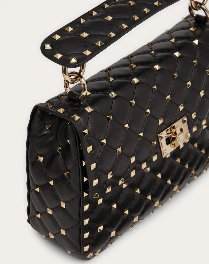 Valentino Shoulder Bags Woman Medium Nappa Rockstud Spike Bag For Woman In Black Black Valentino Shoulder Bags Woman Medium Nappa Rockstud Spike Bag For Woman In Black Black