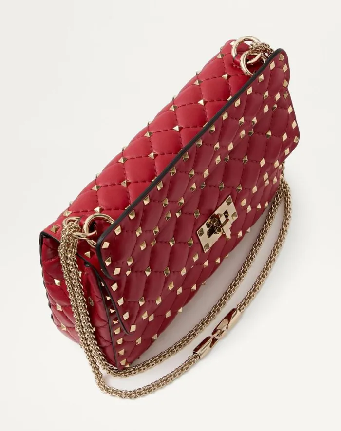 Valentino Shoulder Bags Woman Medium Nappa Rockstud Spike Bag For Woman In Black Black Valentino Shoulder Bags Woman Medium Nappa Rockstud Spike Bag For Woman In Black Black