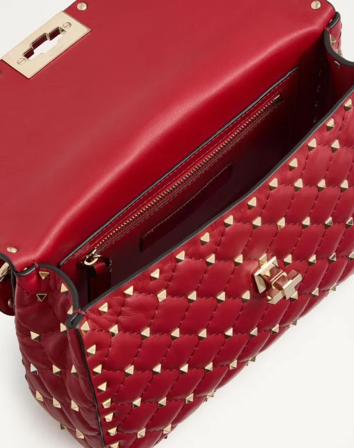Valentino Shoulder Bags Woman Medium Nappa Rockstud Spike Bag For Woman In Black Black Valentino Shoulder Bags Woman Medium Nappa Rockstud Spike Bag For Woman In Black Black