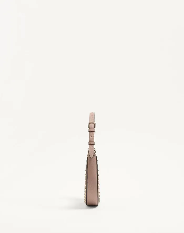 Valentino Shoulder Bags Woman Mini Rockstud Hobo Bag In Grainy Calfskin For Woman In Black Black Valentino Shoulder Bags Woman Mini Rockstud Hobo Bag In Grainy Calfskin For Woman In Black Black