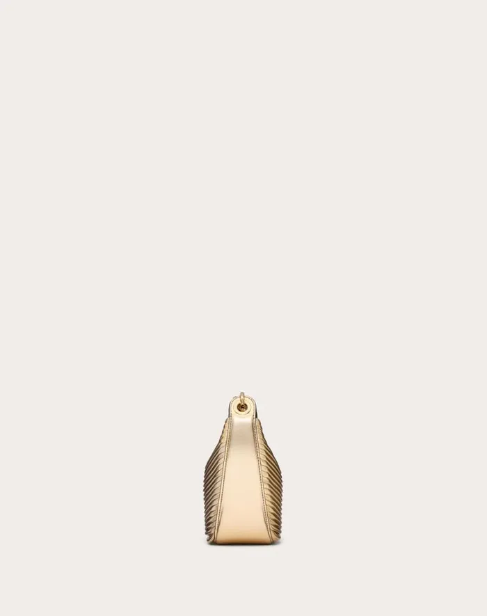 Valentino Shoulder Bags Woman Mini Vlogo Moon Hobo Bag In Metalliceffect Nappa Leather With Chain For Woman In Gold Gold Valentino Shoulder Bags Woman Mini Vlogo Moon Hobo Bag In Metalliceffect Nappa Leather With Chain For Woman In Gold Gold