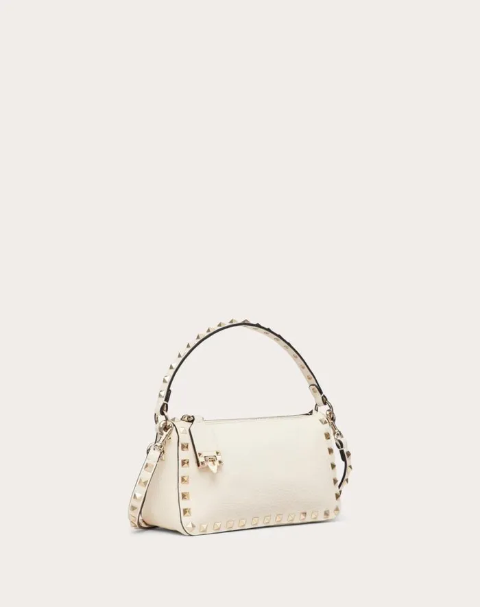 Valentino Shoulder Bags Woman Small Rockstud Grainy Calfskin Crossbody Bag For Woman In Light Ivory Light Ivory Valentino Shoulder Bags Woman Small Rockstud Grainy Calfskin Crossbody Bag For Woman In Light Ivory Light Ivory