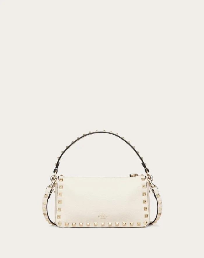 Valentino Shoulder Bags Woman Small Rockstud Grainy Calfskin Crossbody Bag For Woman In Light Ivory Light Ivory Valentino Shoulder Bags Woman Small Rockstud Grainy Calfskin Crossbody Bag For Woman In Light Ivory Light Ivory