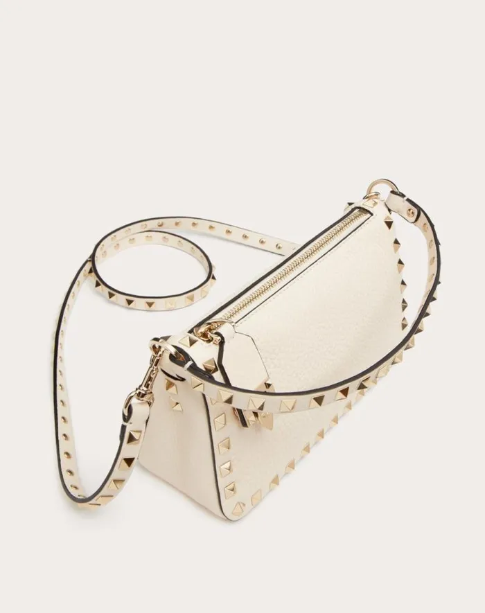 Valentino Shoulder Bags Woman Small Rockstud Grainy Calfskin Crossbody Bag For Woman In Light Ivory Light Ivory Valentino Shoulder Bags Woman Small Rockstud Grainy Calfskin Crossbody Bag For Woman In Light Ivory Light Ivory