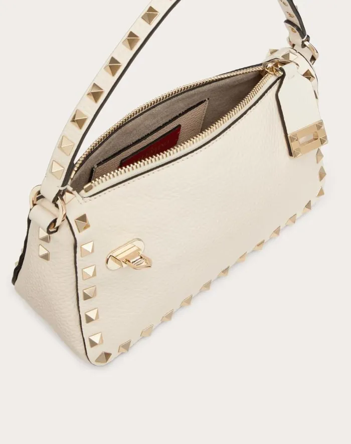 Valentino Shoulder Bags Woman Small Rockstud Grainy Calfskin Crossbody Bag For Woman In Light Ivory Light Ivory Valentino Shoulder Bags Woman Small Rockstud Grainy Calfskin Crossbody Bag For Woman In Light Ivory Light Ivory