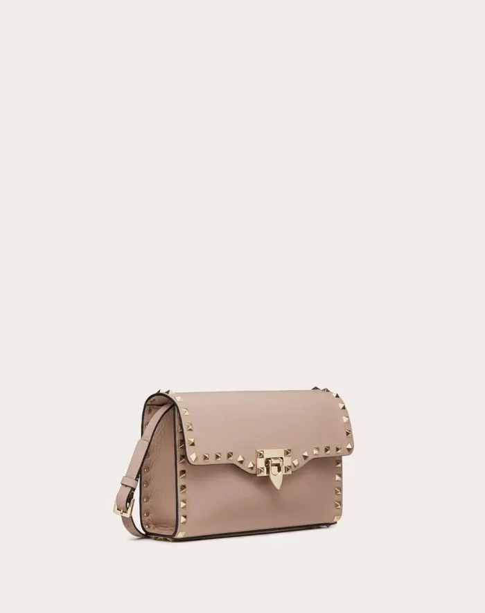 Valentino Shoulder Bags Woman Small Rockstud Grainy Calfskin Crossbody Bag For Woman In Light Ivory Light Ivory Valentino Shoulder Bags Woman Small Rockstud Grainy Calfskin Crossbody Bag For Woman In Light Ivory Light Ivory