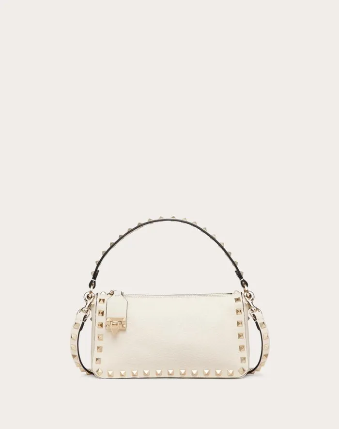 Valentino Shoulder Bags Woman Small Rockstud Grainy Calfskin Crossbody Bag For Woman In Light Ivory Light Ivory Valentino Shoulder Bags Woman Small Rockstud Grainy Calfskin Crossbody Bag For Woman In Light Ivory Light Ivory