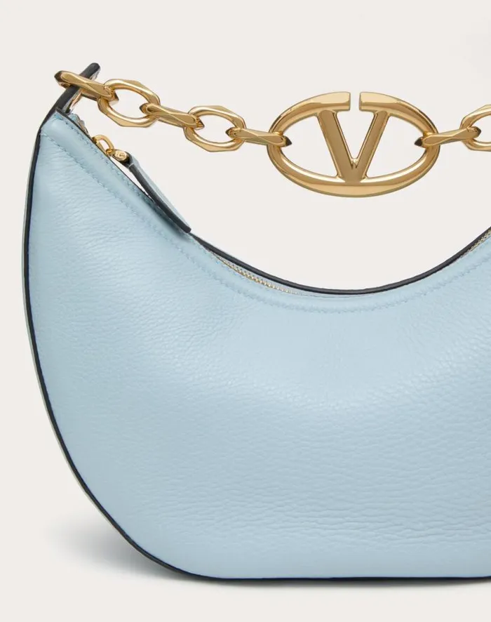 Valentino Shoulder Bags Woman Small Vlogo Moon Hobo Bag In Grainy Calfskin With Chain For Woman In Black Black Valentino Shoulder Bags Woman Small Vlogo Moon Hobo Bag In Grainy Calfskin With Chain For Woman In Black Black