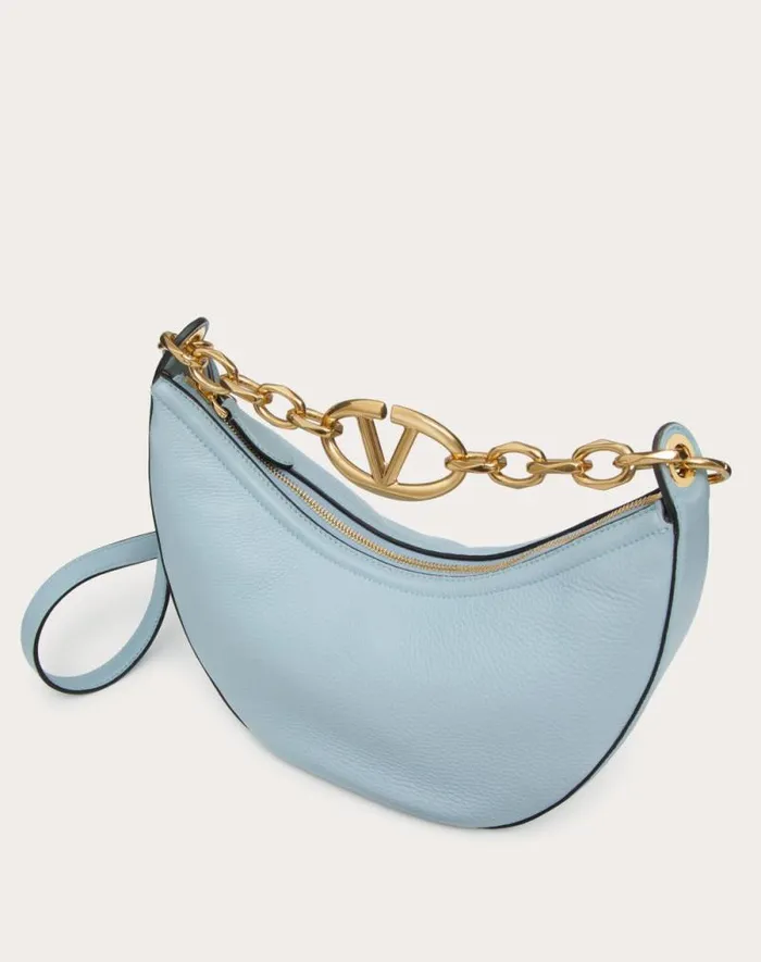 Valentino Shoulder Bags Woman Small Vlogo Moon Hobo Bag In Grainy Calfskin With Chain For Woman In Ivory Ivory Valentino Shoulder Bags Woman Small Vlogo Moon Hobo Bag In Grainy Calfskin With Chain For Woman In Ivory Ivory