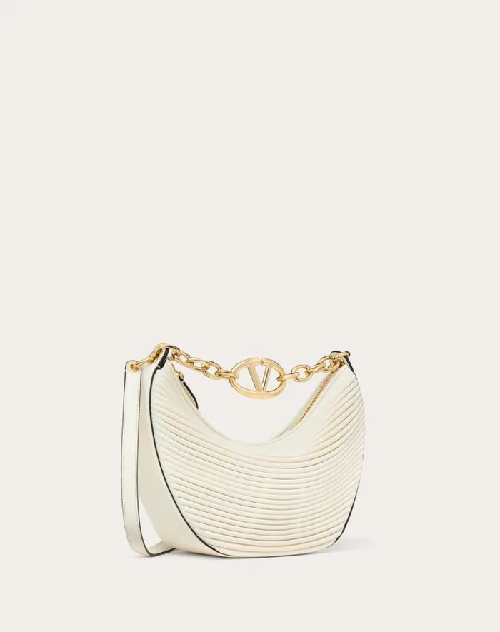Valentino Shoulder Bags Woman Small Vlogo Moon Hobo Bag In Nappa Leather With Chain For Woman In Ivory Ivory Valentino Shoulder Bags Woman Small Vlogo Moon Hobo Bag In Nappa Leather With Chain For Woman In Ivory Ivory