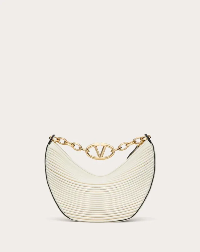 Valentino Shoulder Bags Woman Small Vlogo Moon Hobo Bag In Nappa Leather With Chain For Woman In Ivory Ivory Valentino Shoulder Bags Woman Small Vlogo Moon Hobo Bag In Nappa Leather With Chain For Woman In Ivory Ivory