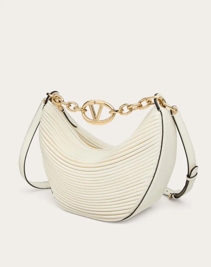 Valentino Shoulder Bags Woman Small Vlogo Moon Hobo Bag In Nappa Leather With Chain For Woman In Ivory Ivory Valentino Shoulder Bags Woman Small Vlogo Moon Hobo Bag In Nappa Leather With Chain For Woman In Ivory Ivory