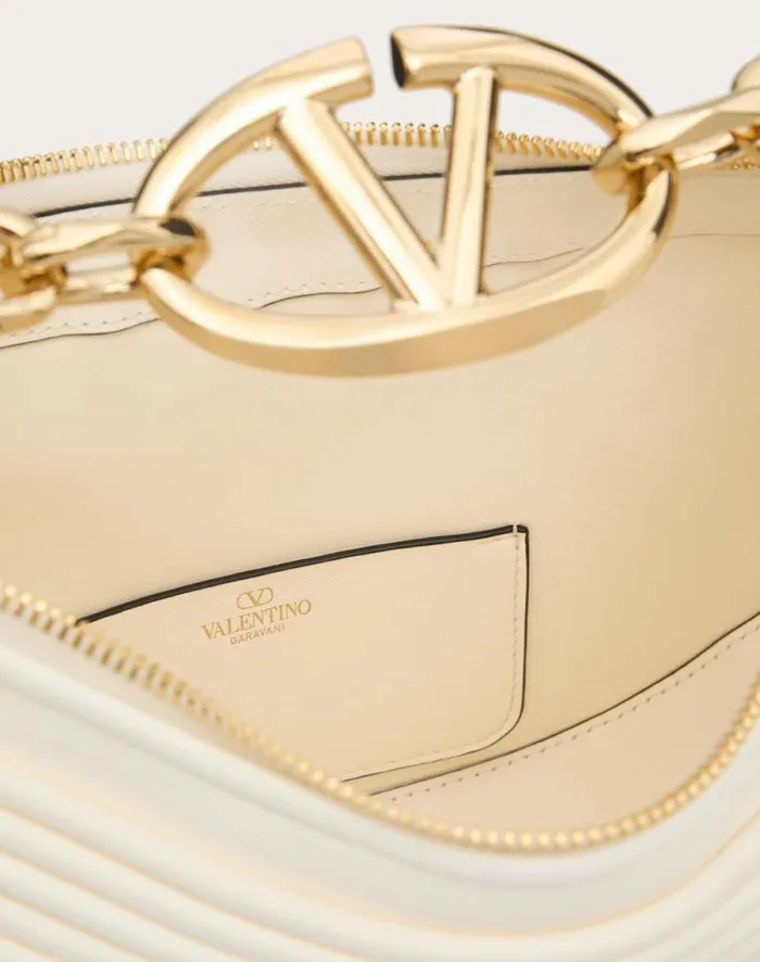 Valentino Shoulder Bags Woman Small Vlogo Moon Hobo Bag In Nappa Leather With Chain For Woman In Ivory Ivory Valentino Shoulder Bags Woman Small Vlogo Moon Hobo Bag In Nappa Leather With Chain For Woman In Ivory Ivory