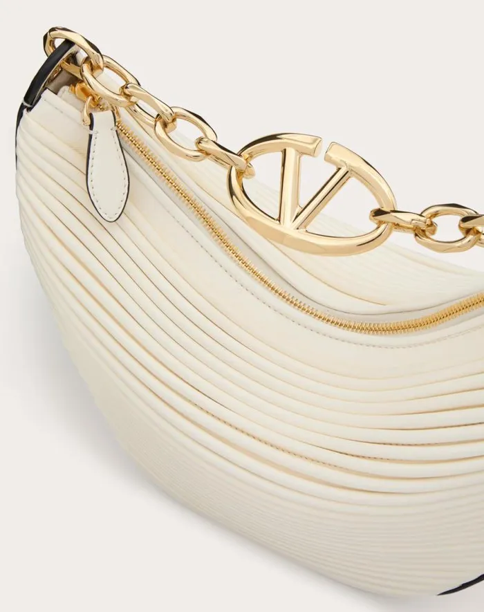 Valentino Shoulder Bags Woman Small Vlogo Moon Hobo Bag In Nappa Leather With Chain For Woman In Ivory Ivory Valentino Shoulder Bags Woman Small Vlogo Moon Hobo Bag In Nappa Leather With Chain For Woman In Ivory Ivory
