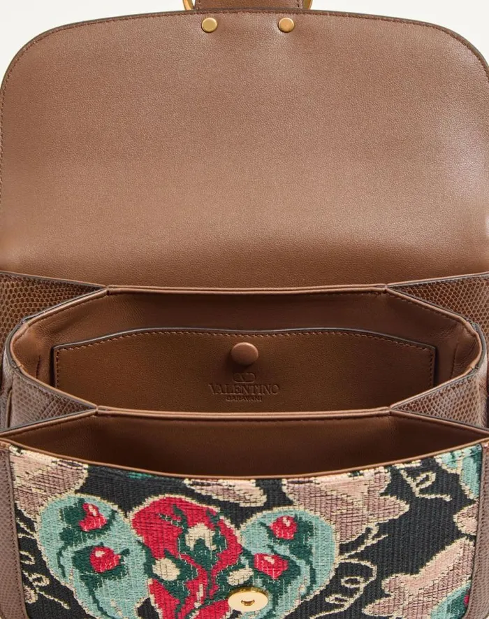 Valentino Shoulder Bags Woman Valentino Garavani 9to5 Shoulder Bag In Jacquard And Lizard Fabric For Woman In Multicolourtobacco Multicolourtobacco Valentino Shoulder Bags Woman Valentino Garavani 9to5 Shoulder Bag In Jacquard And Lizard Fabric For Woman In Multicolourtobacco Multicolourtobacco