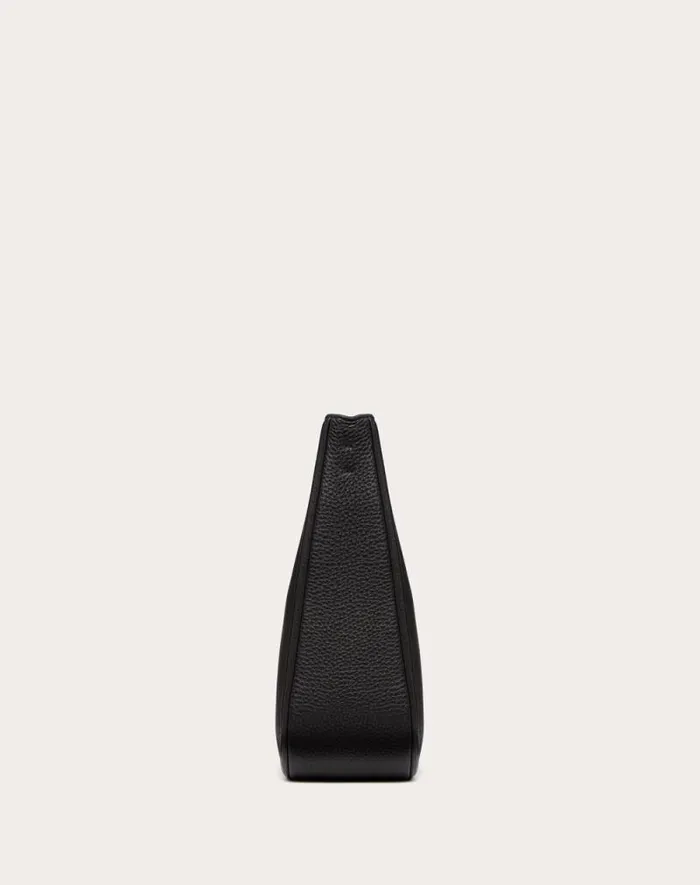Valentino Shoulder Bags Woman Valentino Garavani Alltime Hobo Bag In Grainy Calfskin For Woman In Black Black Valentino Shoulder Bags Woman Valentino Garavani Alltime Hobo Bag In Grainy Calfskin For Woman In Black Black