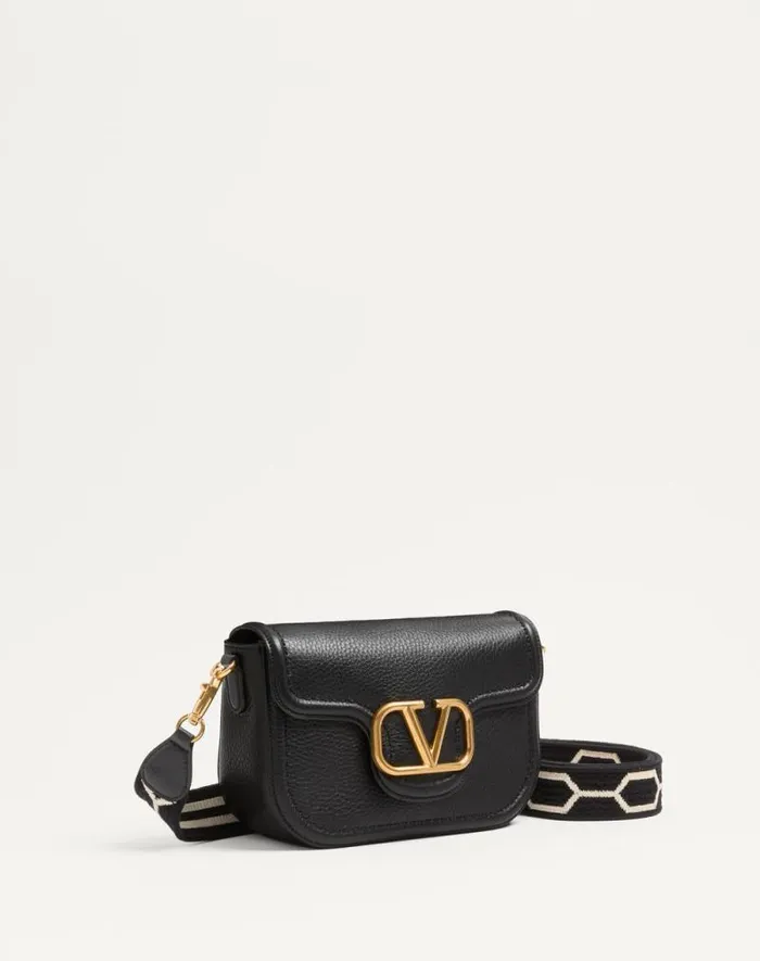 Valentino Shoulder Bags Woman Valentino Garavani Alltime Shoulder Bag In Grainy Calfskin With Jacquard Ribbon Strap For Woman In Blackwhite Blackwhite Valentino Shoulder Bags Woman Valentino Garavani Alltime Shoulder Bag In Grainy Calfskin With Jacquard Ribbon Strap For Woman In Blackwhite Blackwhite