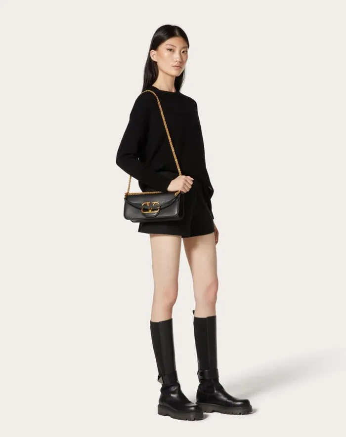 Valentino Shoulder Bags Woman Valentino Garavani Loc Calfskin Shoulder Bag For Woman In Black Black Valentino Shoulder Bags Woman Valentino Garavani Loc Calfskin Shoulder Bag For Woman In Black Black